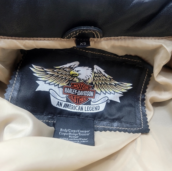 Women's Black Leather Jacket  Harley Davidson Small - Picture 4 of 4